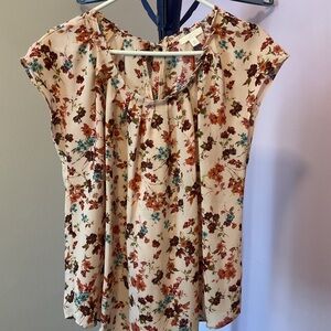 LC Lauren Conrad Floral Blouse - Cream and Multicolor